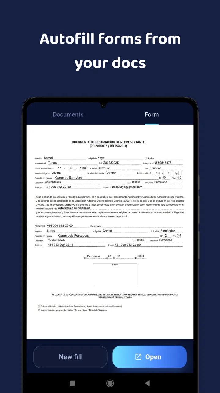 A filled PDF form in the FormGoat app