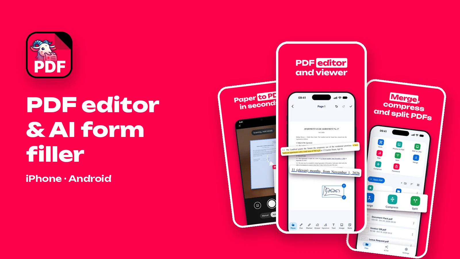 FormGoat PDF editor and AI form filler on iPhone and Android